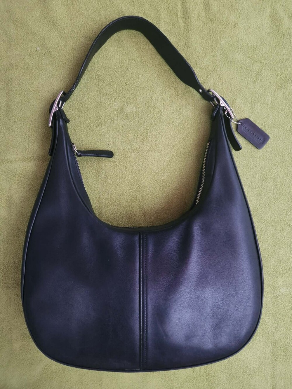Vintage Coach Black Leather Crescent Hobo Bag